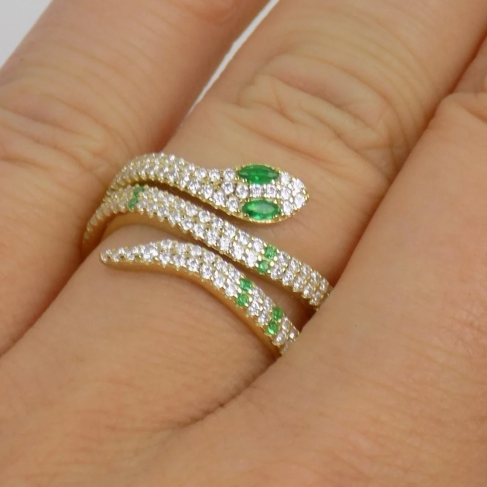 nwt!  trendy gold snake ring pave cubic zirconia